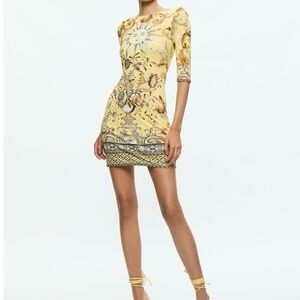 NEW Alice + Olivia DELORA CREW NECK FITTED MINI DRESS